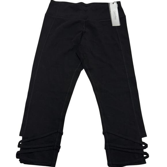 Calvin Klein Performance Leggings Womens Small Black Athletic Crop High Waisted - Picture 1 of 10
